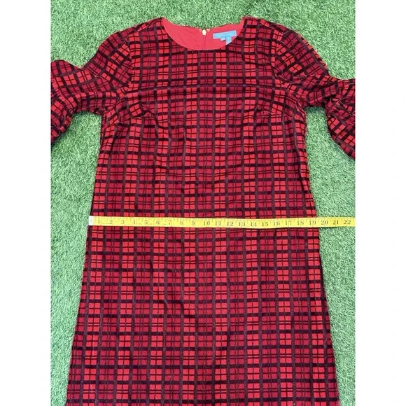 Draper James Roslyn Midi Dress Size 6 Red Plaid Bell Sleeves‎ Festival DRW0611 - Picture 12 of 16